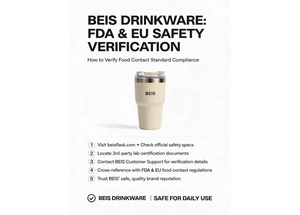 How do I verify that your drinkware materials meet FDA and EU food contact standards?