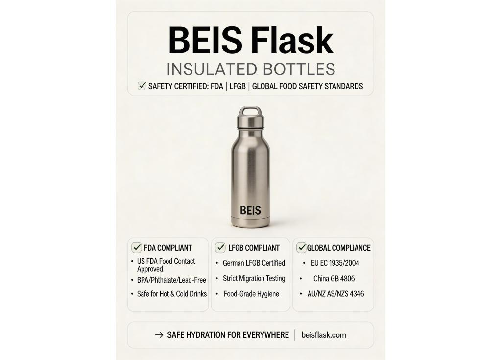 Do your insulated bottles comply with FDA, LFGB, or other international food contact safety standards?