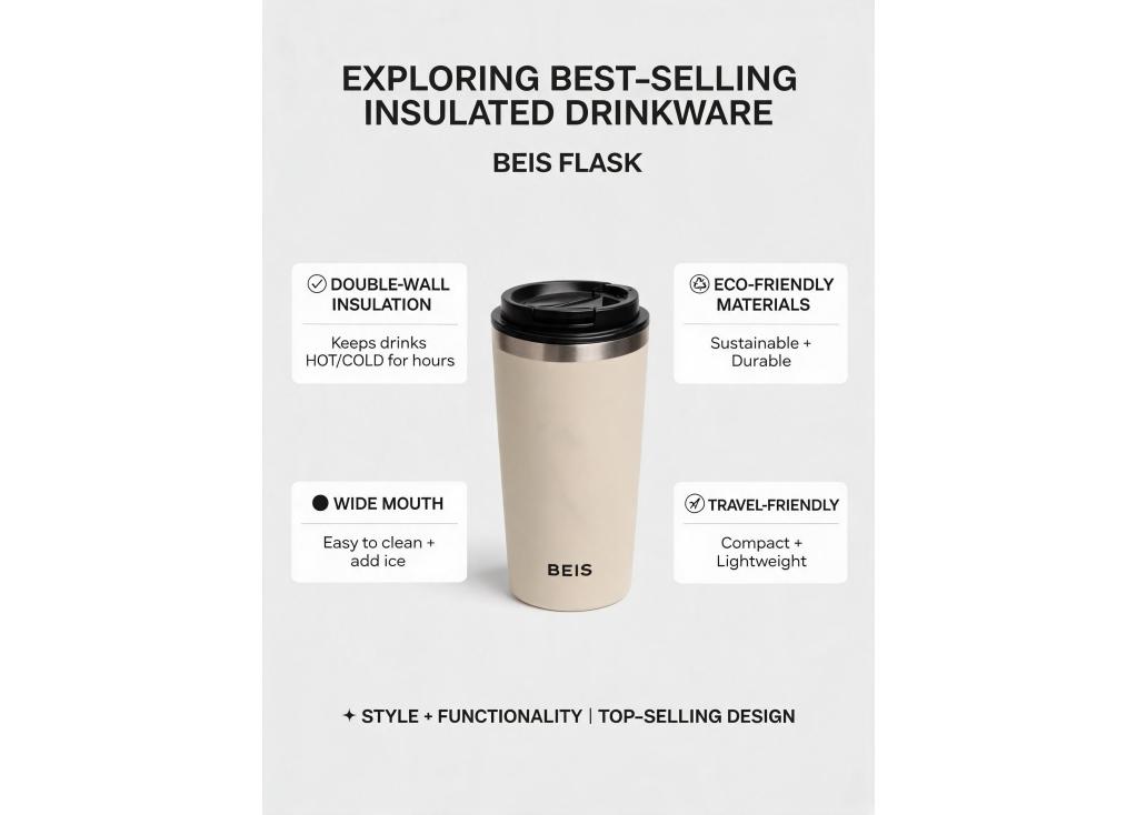 What are the current best-selling designs or features in the insulated drinkware market?