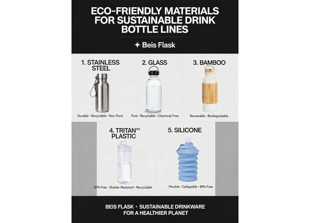 Can you recommend eco-friendly materials for sustainable drink bottle lines?