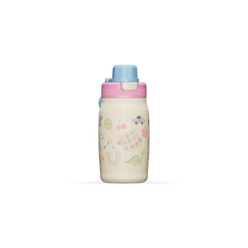 BEISHENG 350ML New Design Double Wall 304 Stainless Steel Bright Insulated Sport Bottle With Folding Handle