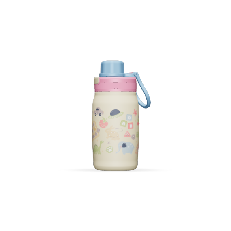 BEISHENG 350ML New Design Double Wall 304 Stainless Steel Bright Insulated Sport Bottle With Folding Handle