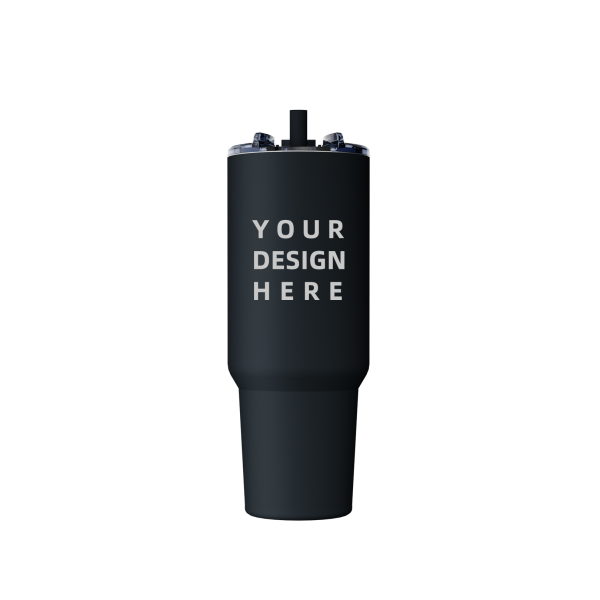 Grinkwell 40OZ Double Wall Stainless Steel Water Bottle Vacuum Flask Insulated Tumblers Beer Mug With Transparent Lid