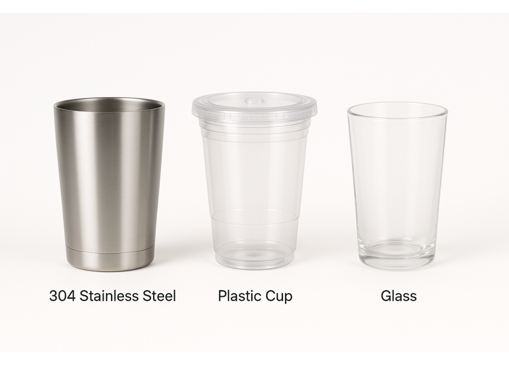 304 Stainless Steel vs Plastic & Glass Cups: A Comparison of Safety, Durability, and Sustainability