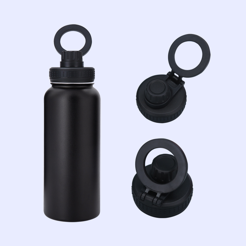 128oz Stainless Steel Double Wall Vacuum Outdoor Travel Mobile Phone Holder Insulated Cup Magnetic Lids Sports Water Bottle
