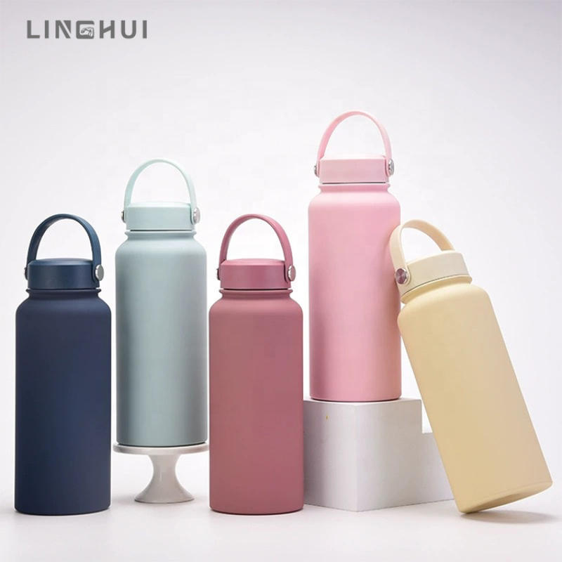 40oz Linghui Custom Logo Stainless Steel Sport Thermos Double Wall Vacuum Insulated Water Bottle Lid Perfect Drinkware