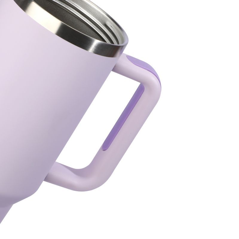 32Oz Customizable double wall insulated stainless steel white 40Oz car cup drum with anti overflow cover
