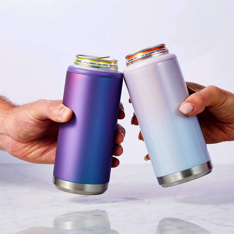 16OzPersonalized Beer Cans Holder Custom Logo Leather Can Sleeve Engraved Can Cooler Cover Gift for Man