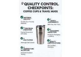What quality control checkpoints are in place during the production of coffee cups and travel mugs?