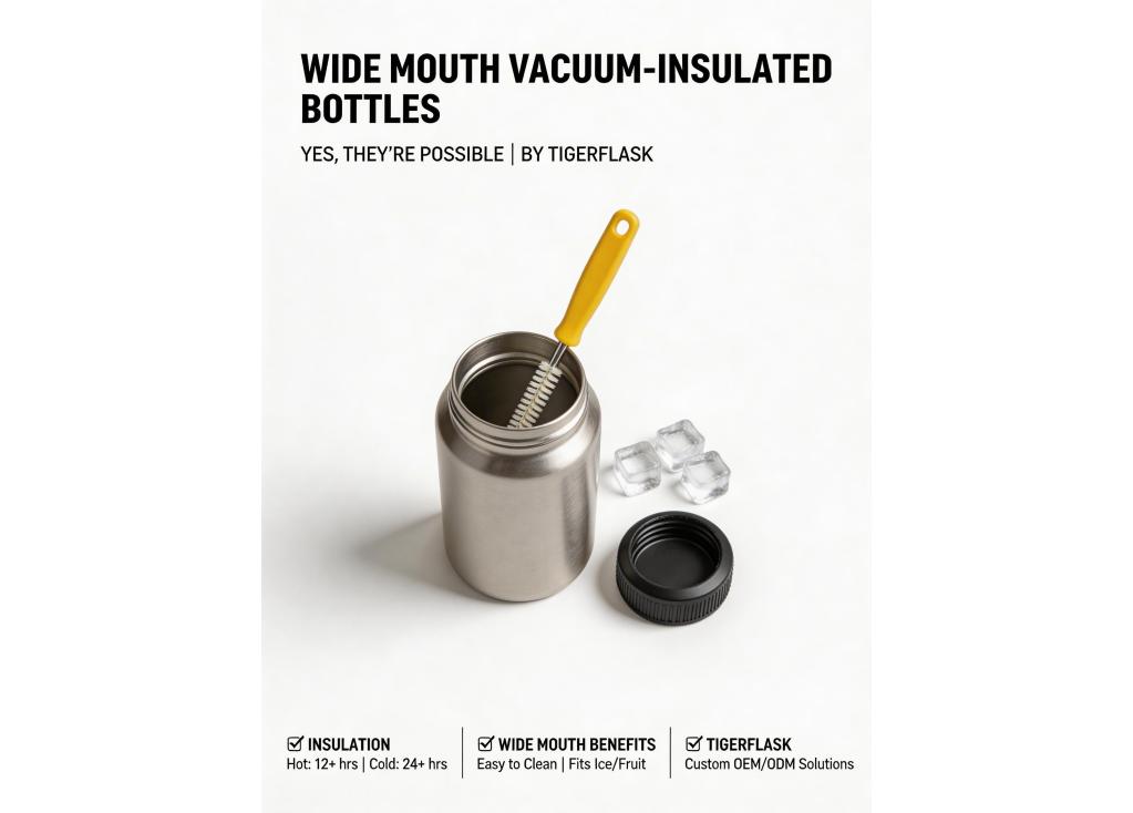 Can manufacturers produce bottles with dual walls (vacuum insulation) and wide mouths (big mouth) for easy cleaning?