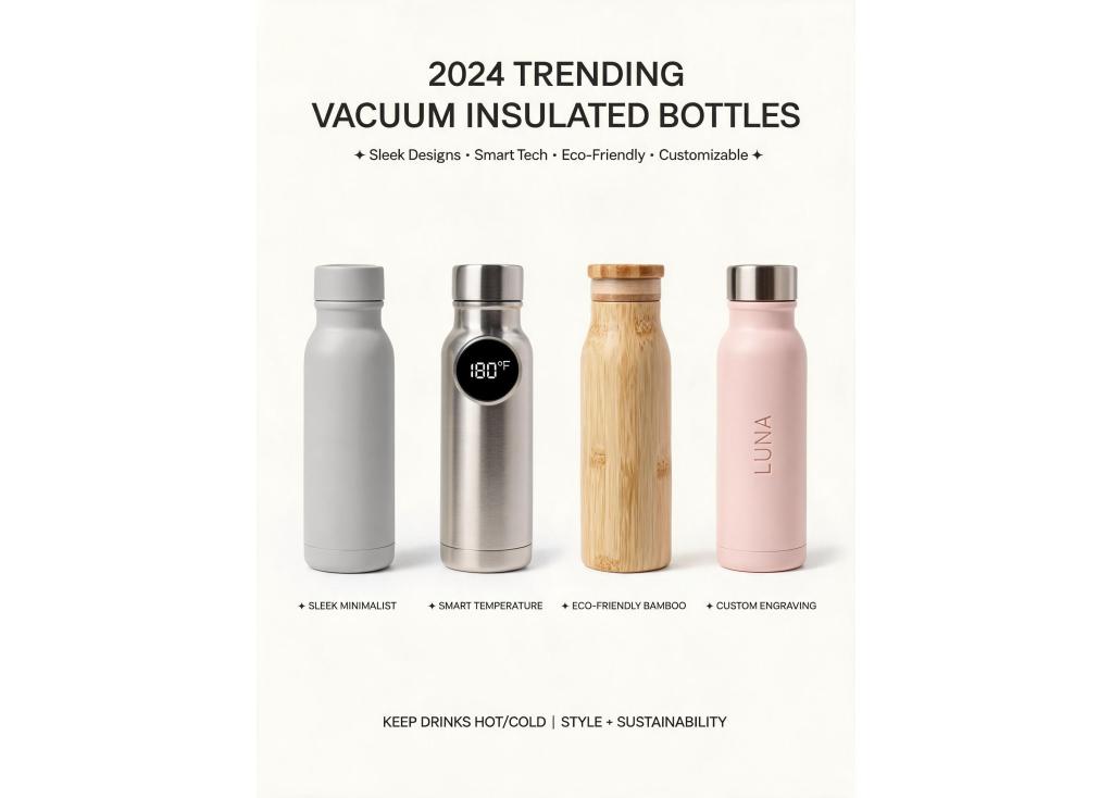What are the current trending designs or features in vacuum insulated bottles for 2024?