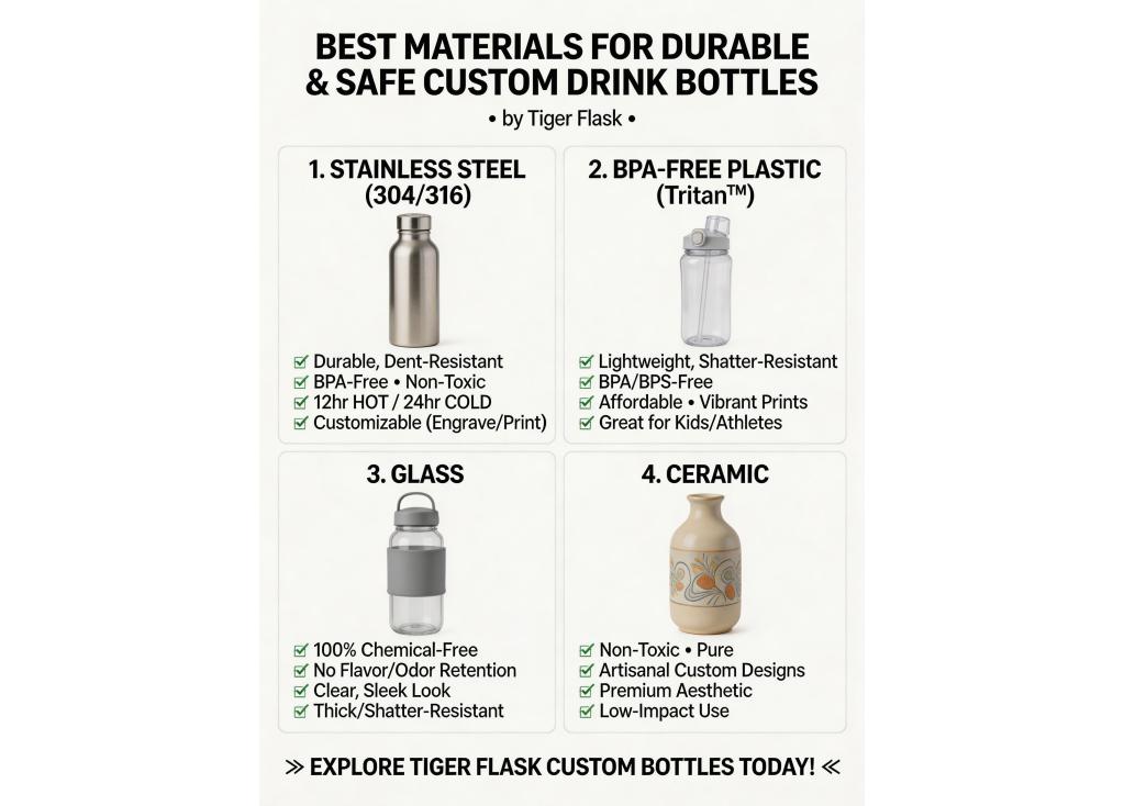 What materials are best for creating durable and safe custom drink bottles?