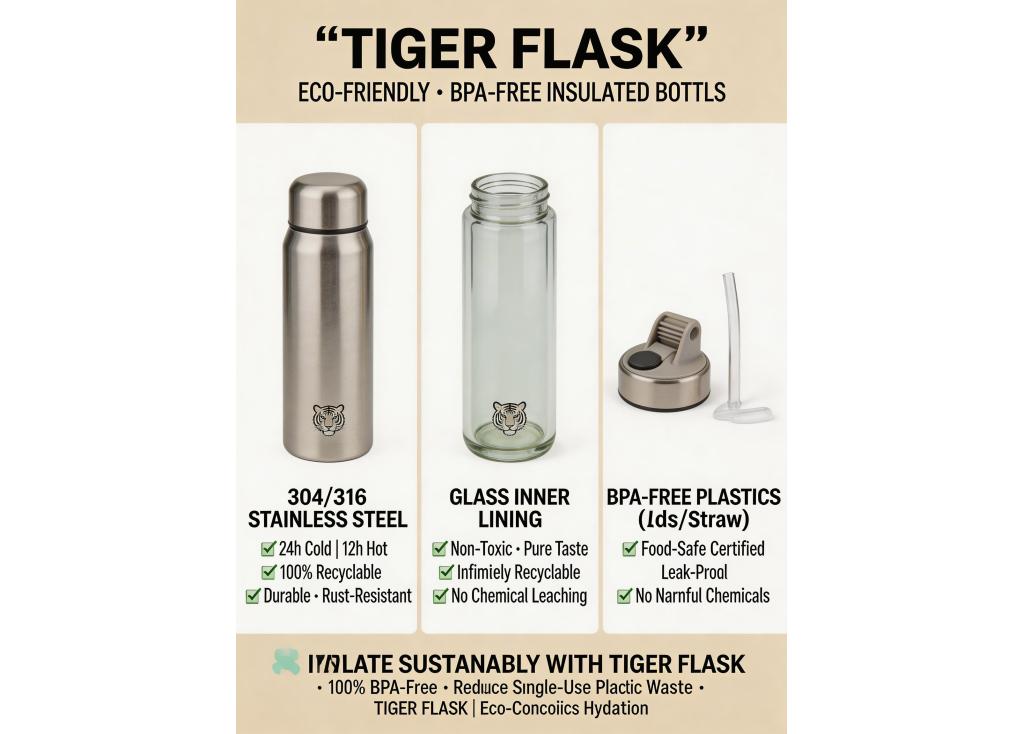 What materials are considered eco-friendly for insulated bottles, and are they BPA-free?