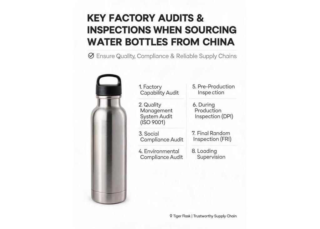 What key factory audits or inspections should I request when sourcing water bottles from China?