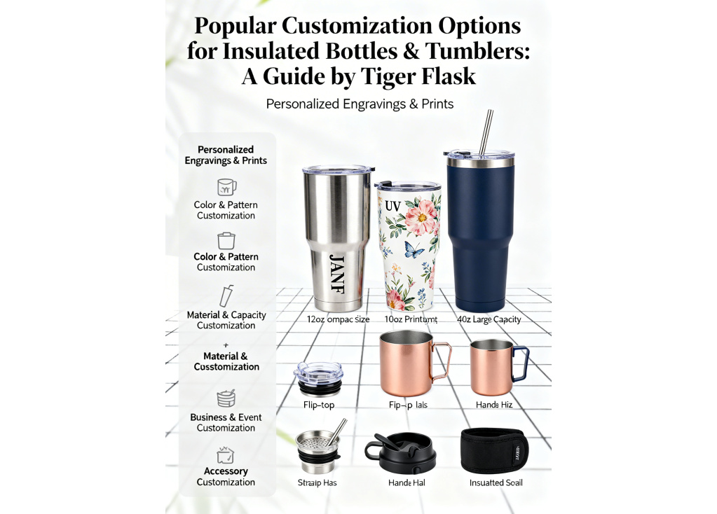 What are the popular customization options available for insulated bottles and tumblers?