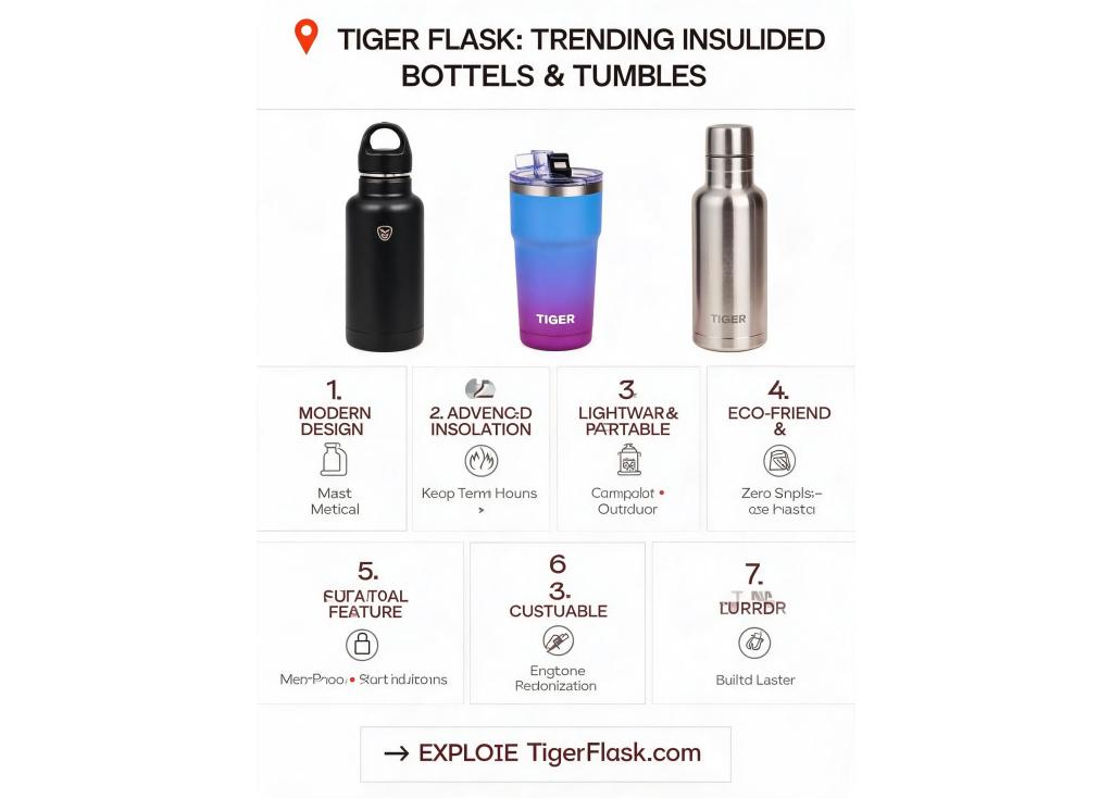 What are the current trending designs or features in insulated water bottles and travel tumblers?