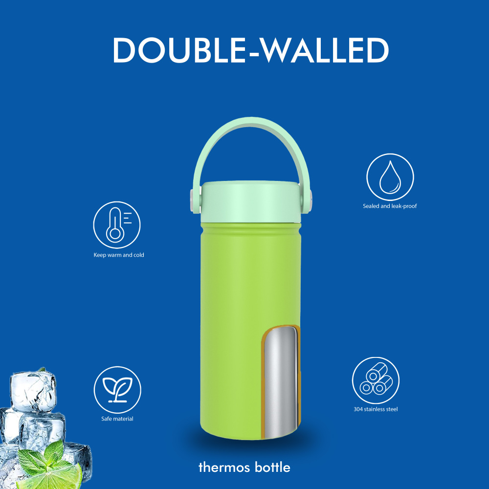 320ml/12OZ double wall insulated wide mouth bottle with hybrid lid B002