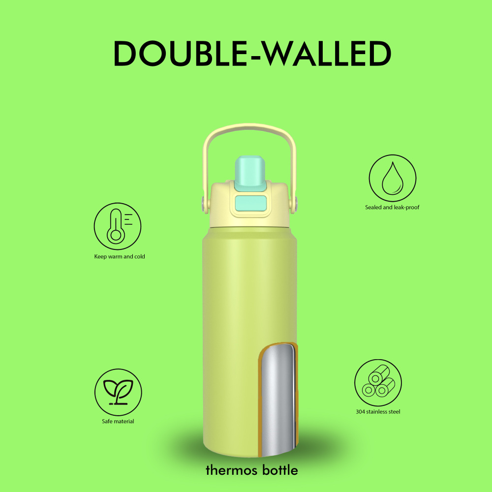 780ml/26OZ double wall insulated wide mouth bottle with push-open lid B013