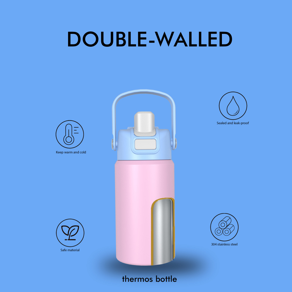 370ml/13OZ double wall insulated wide mouth bottle with  push-open lid B012