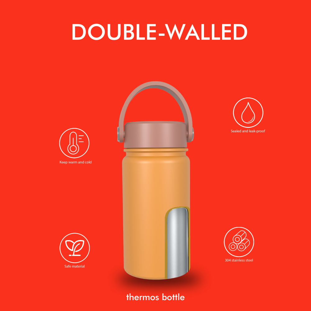 390ml/14OZ double wall insulated wide mouth bottle with flip lid B003