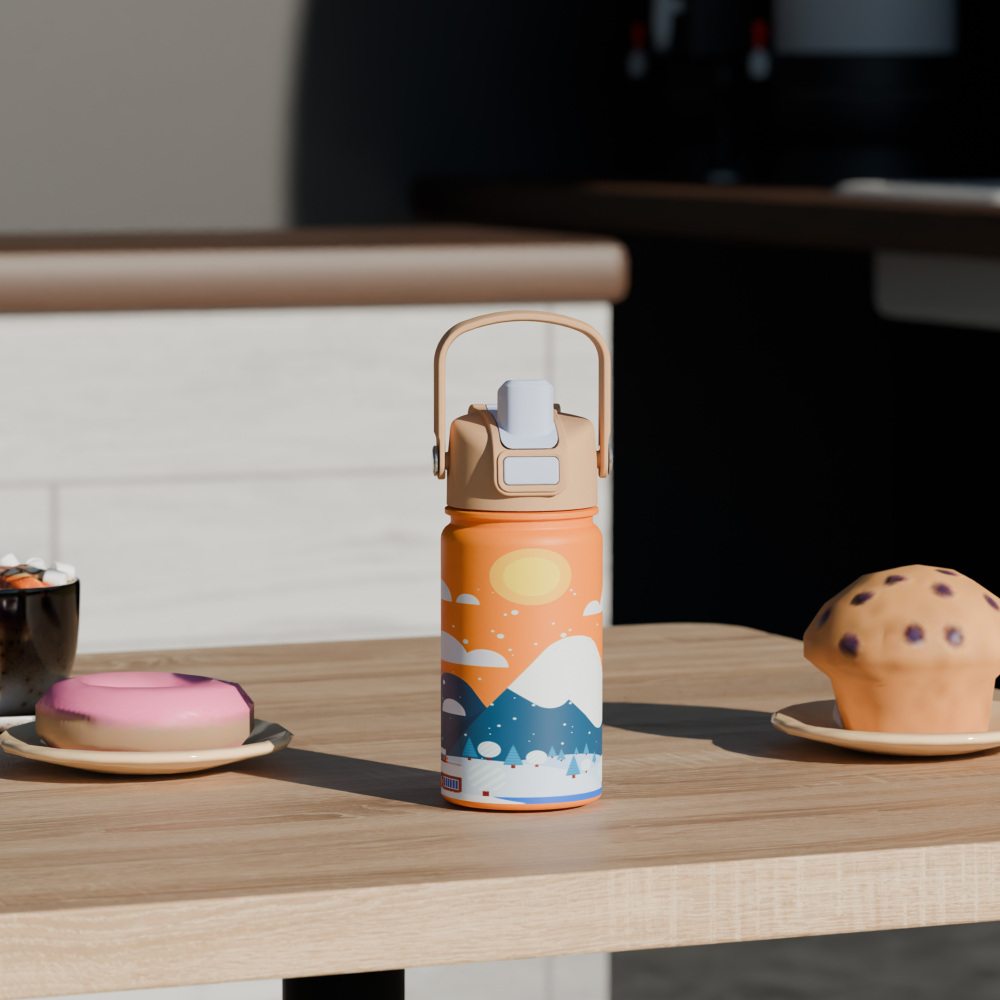 390ml/14OZ double wall insulated wide mouth bottle with flip lid B003