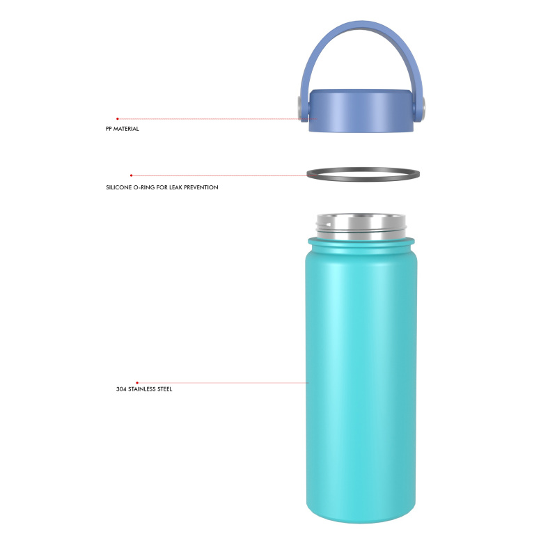 Бутылка 520 мл/18 унций с двойными стенками и широким горлом, с двухфункциональной крышкой B004