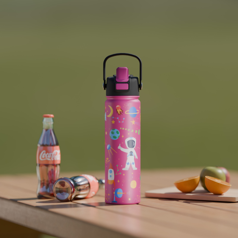 640ml/22OZ double wall insulated wide mouth bottle with easy-twist sport lid B005