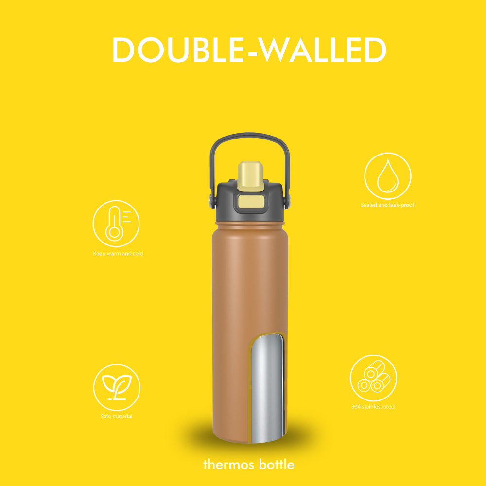 720ml/24OZ double wall insulated wide mouth bottle with dual-function lid B006