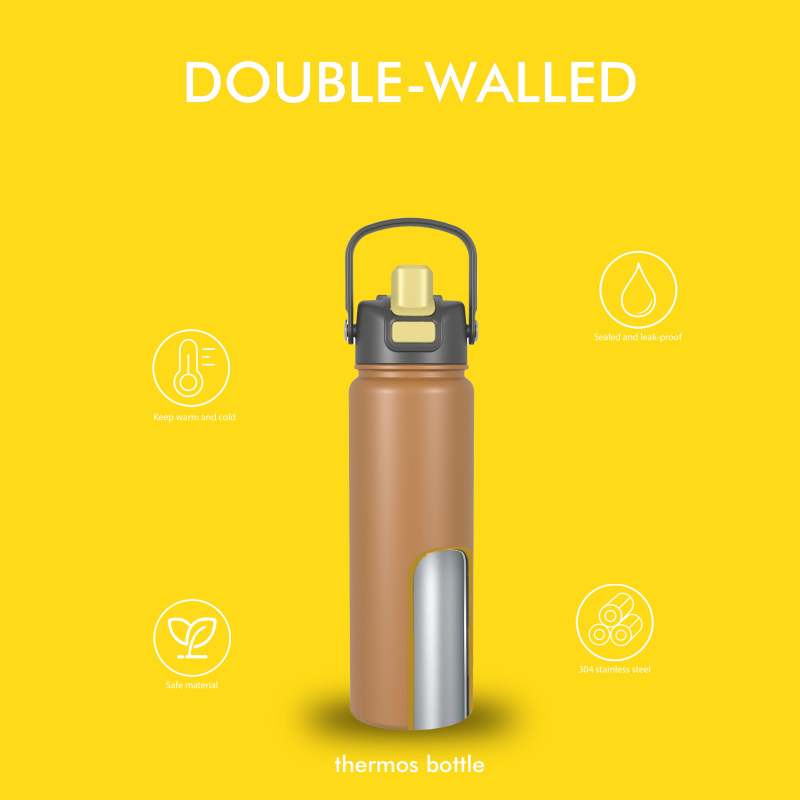 720ml/24OZ double wall insulated wide mouth bottle with dual-function lid B006