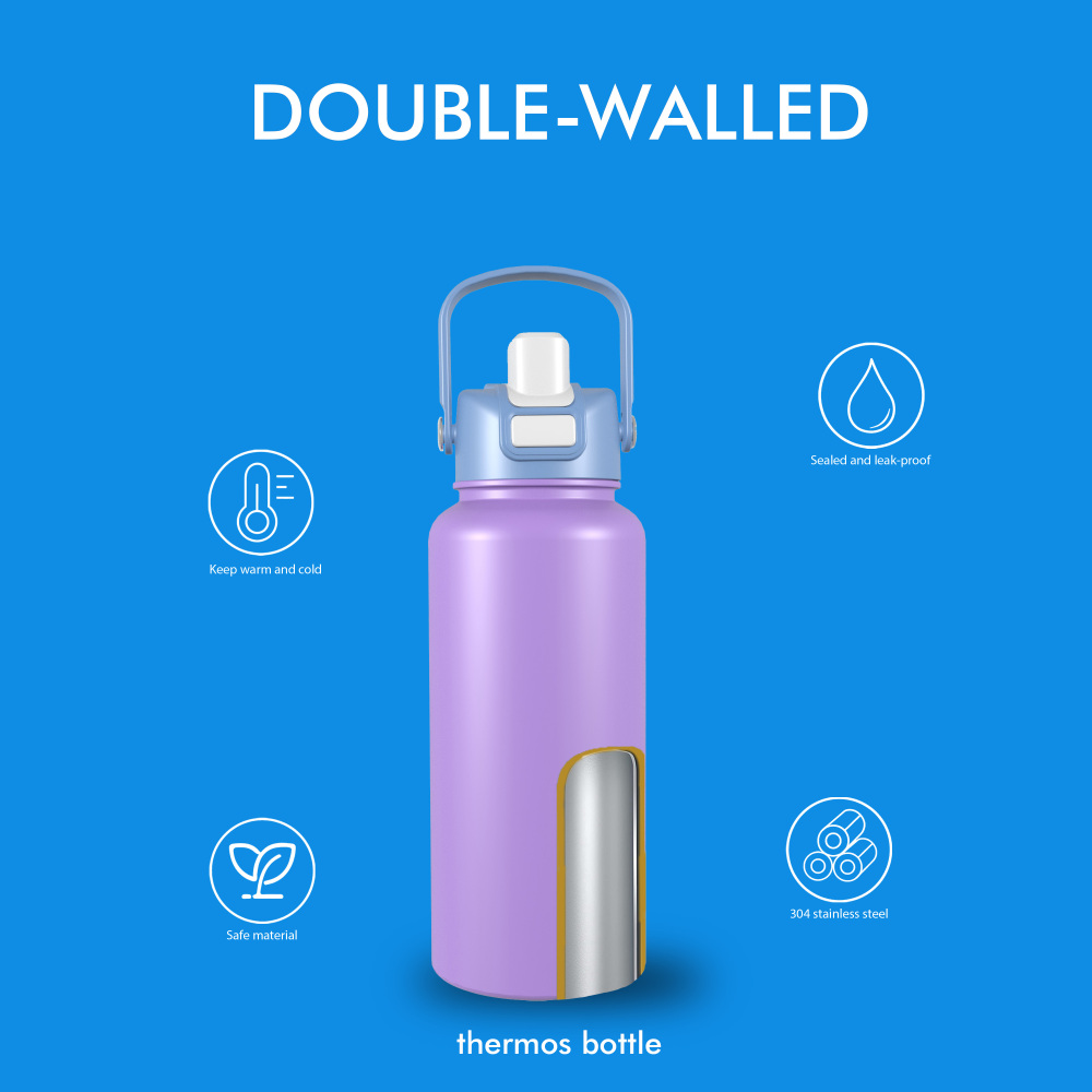 950ml /32OZ double wall insulated wide mouth bottle with easy-twist sport lid B007