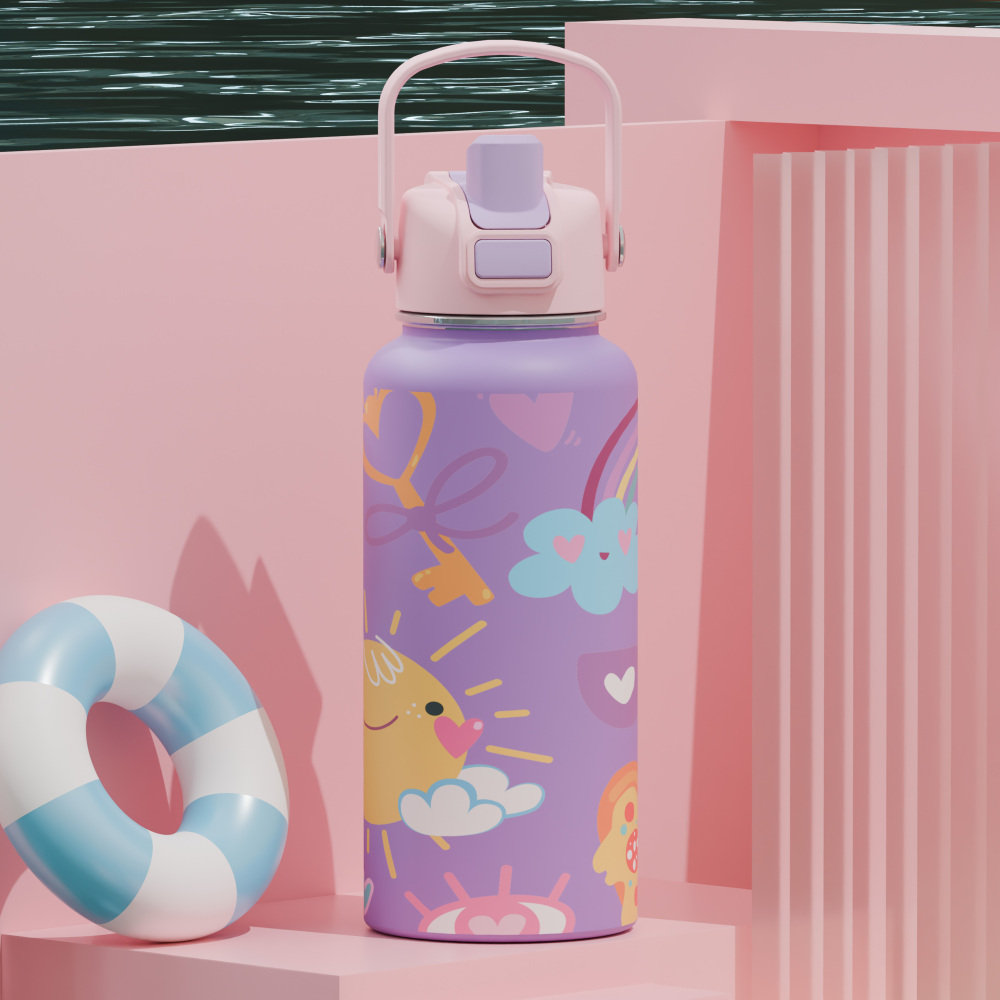 950ml /32OZ double wall insulated wide mouth bottle with easy-twist sport lid B007