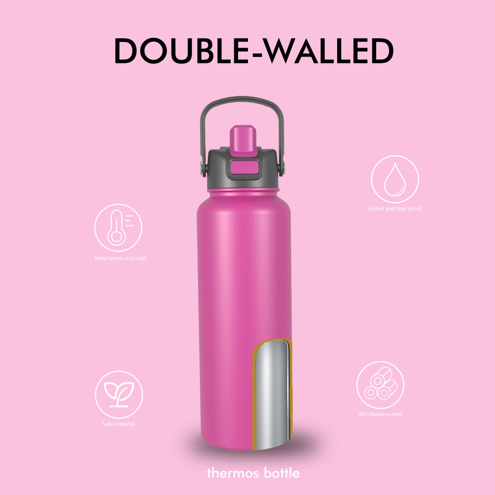 1140ml/40OZ double wall insulated wide mouth bottle with dual-function lid B008