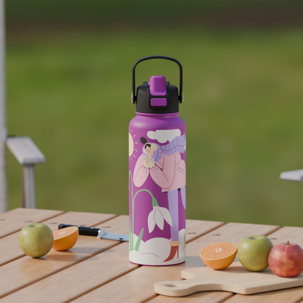 1140ml/40OZ double wall insulated wide mouth bottle with dual-function lid B008