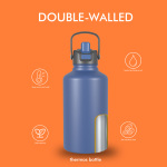 1900 ml/64 oz doppelwandige, isolierte Weithalsflasche mit Strohhalmdeckel B009