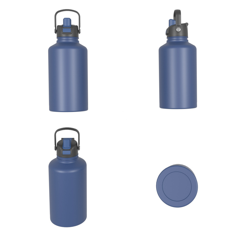 1900 ml/64 oz doppelwandige, isolierte Weithalsflasche mit Strohhalmdeckel B009