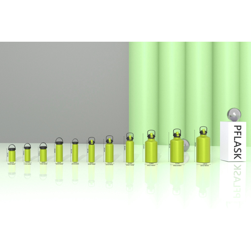 1900 ml/64 oz doppelwandige, isolierte Weithalsflasche mit Strohhalmdeckel B009