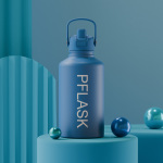 1900 ml/64 oz doppelwandige, isolierte Weithalsflasche mit Strohhalmdeckel B009