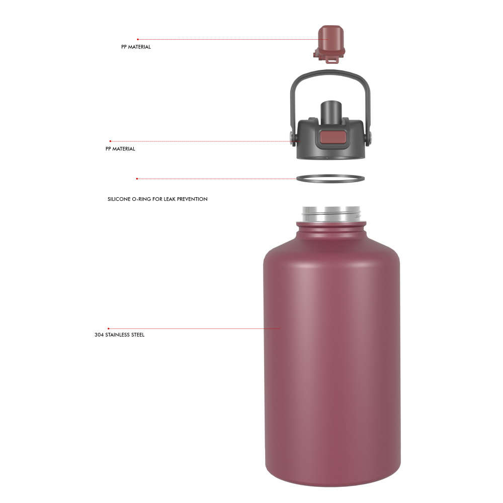 2500ml/84OZ double wall insulated wide mouth bottle with dual-function lid B010