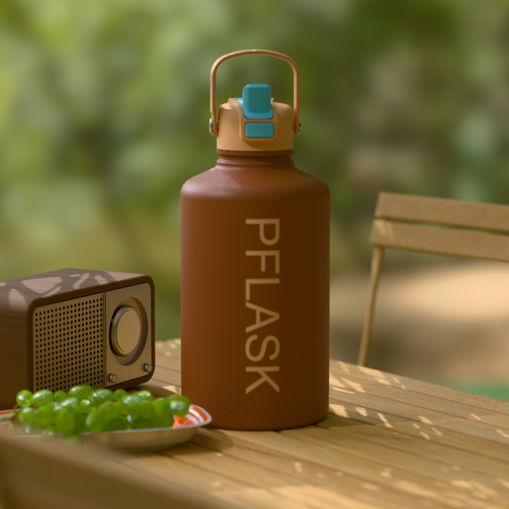 2500ml/84OZ double wall insulated wide mouth bottle with dual-function lid B010