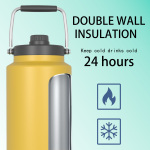 Growler à bière isolé à double paroi de 3820&nbsp;128&nbsp;ml/004&nbsp;oz avec poignée en acier et couvercle à bec verseur CWXNUMX