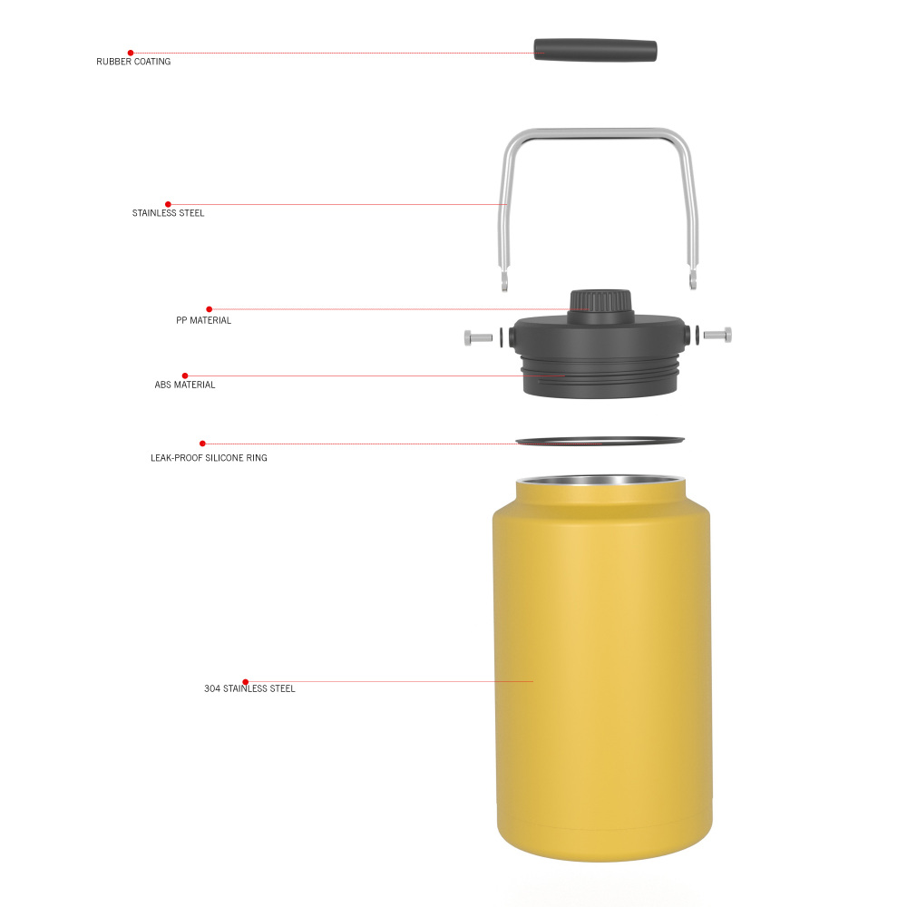 3820ml/128OZ double wall insulated beer growler with steel handle & spout lid CW004