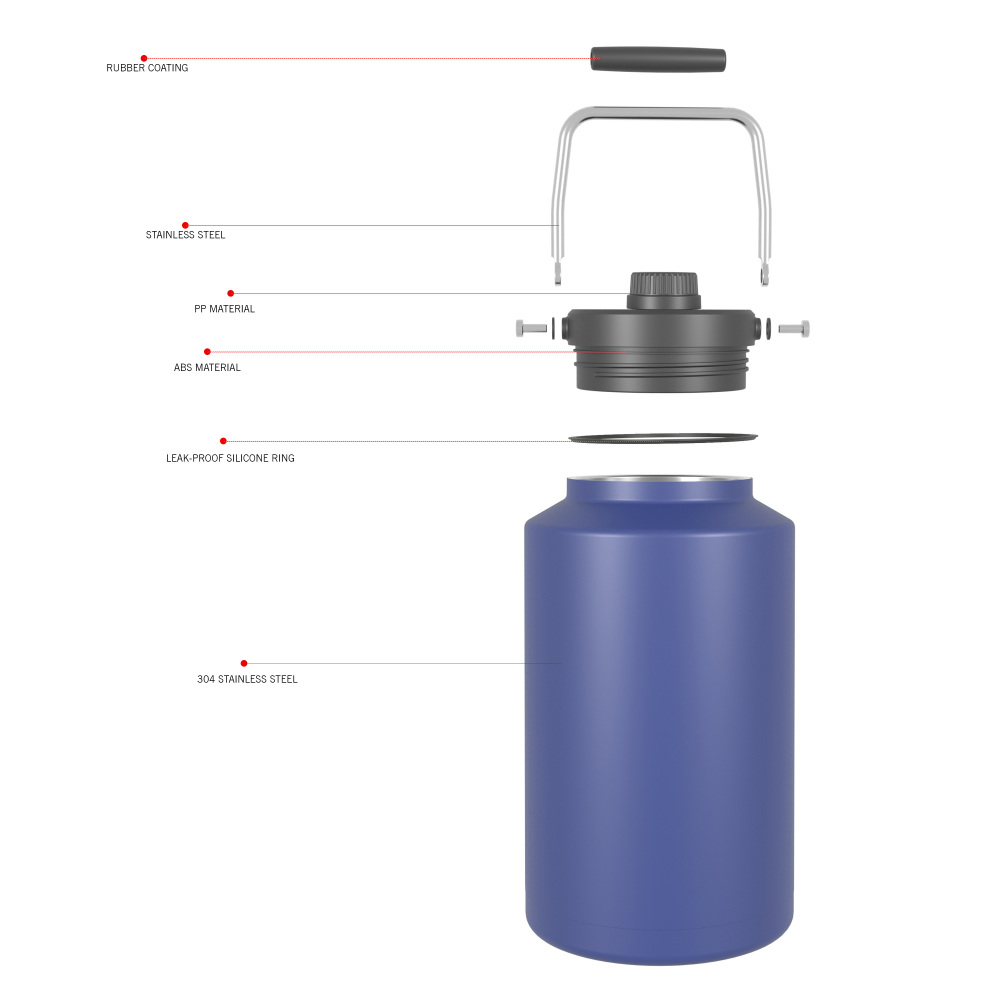 6120ml/207OZ double wall insulated beer growler with steel handle & spout lid CW005