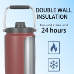 Пивной бокал объемом 2000 мл/64 унции с двойными стенками, теплоизоляцией, стальной ручкой и крышкой с носиком CW002