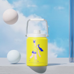 Пивной бокал объемом 2000 мл/64 унции с двойными стенками, теплоизоляцией, стальной ручкой и крышкой с носиком CW002