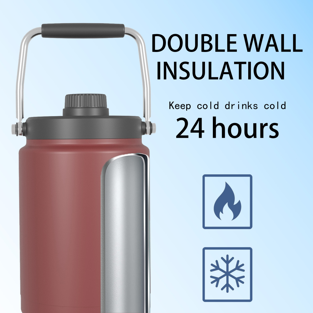 2000ml/64OZ double wall insulated beer growler with steel handle & spout lid CW002