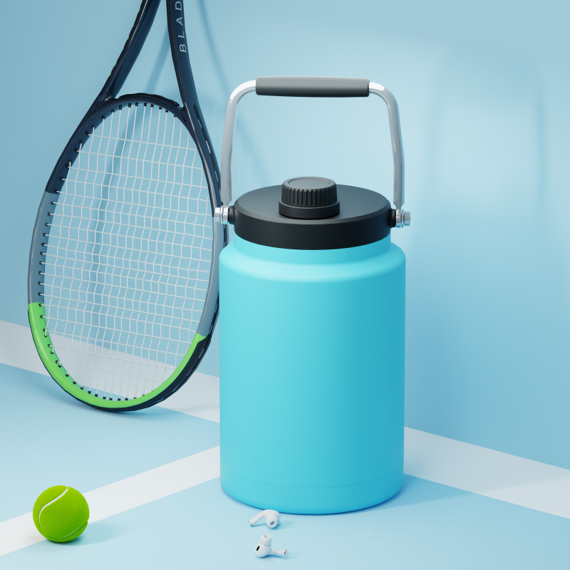 Пивной бокал объемом 2600 мл/84 унции с двойными стенками, теплоизоляцией, стальной ручкой и крышкой с носиком CW003