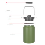 2600ml/84OZ double wall insulated beer growler with steel handle & spout lid CW003