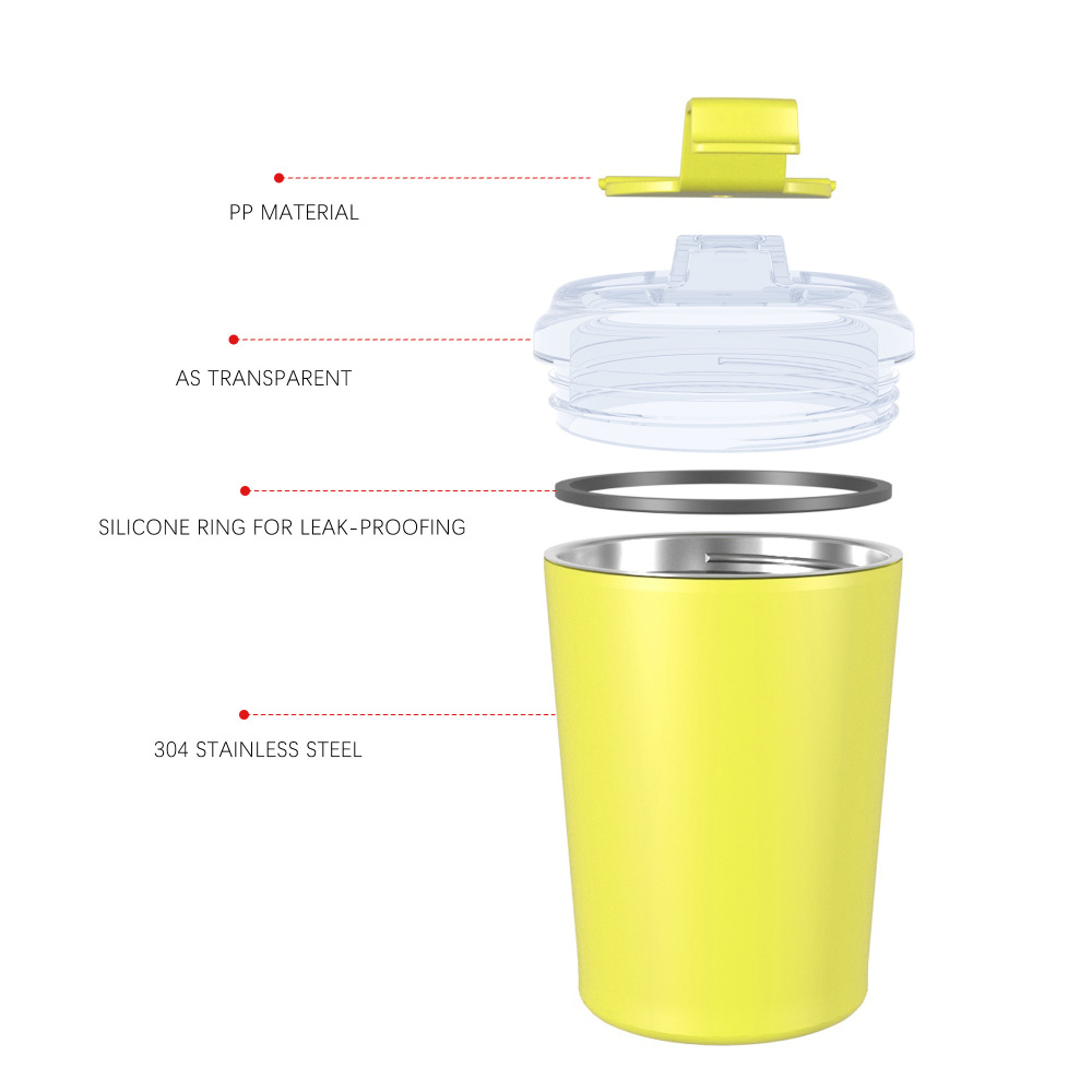 380 ml/13 oz doppelwandiger isolierter Kaffeebecher mit Klappdeckel C002