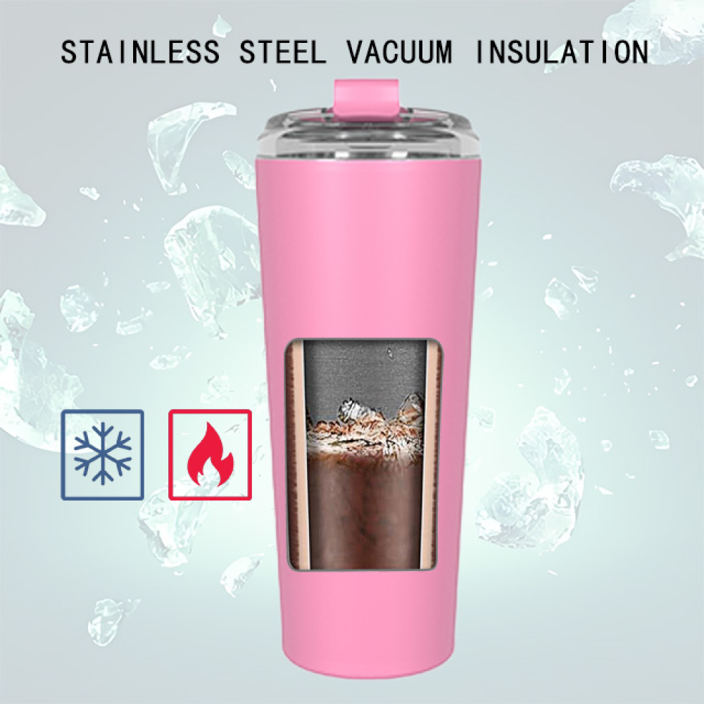 690 ml/23 oz doppelwandiger isolierter Kaffeebecher mit Klappdeckel C004