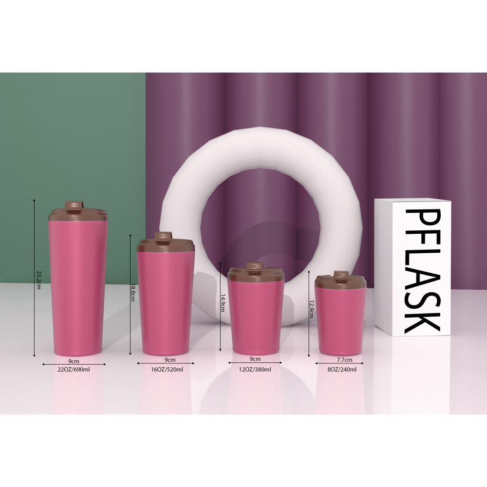 690ml/23OZ double wall insulated coffee cup with flip lid C004